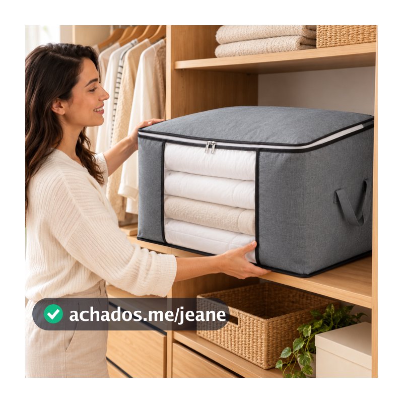 Caixa Saco Organizador 90L Cobertor Edredom Roupa de Cama TNT Antimofo Dobrável Guarda-Roupa