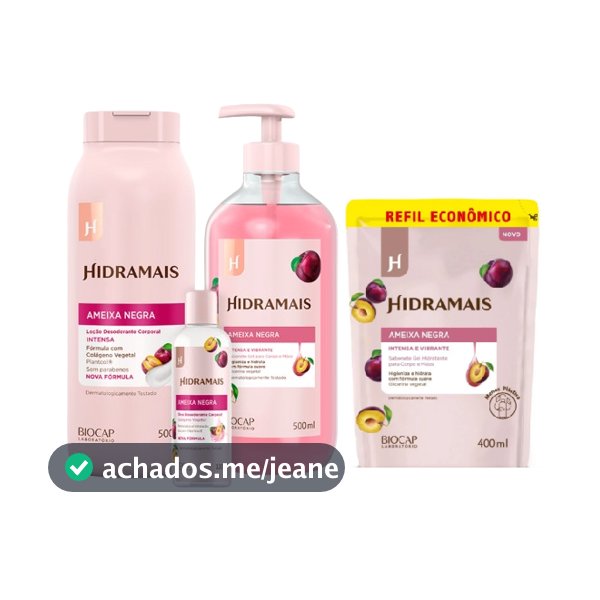 Kit Hidramais Ameixa Negra- Sabonete 500ml/Loção Hidratante 500ml/ Óleo Desodorante Corporal 120ml
