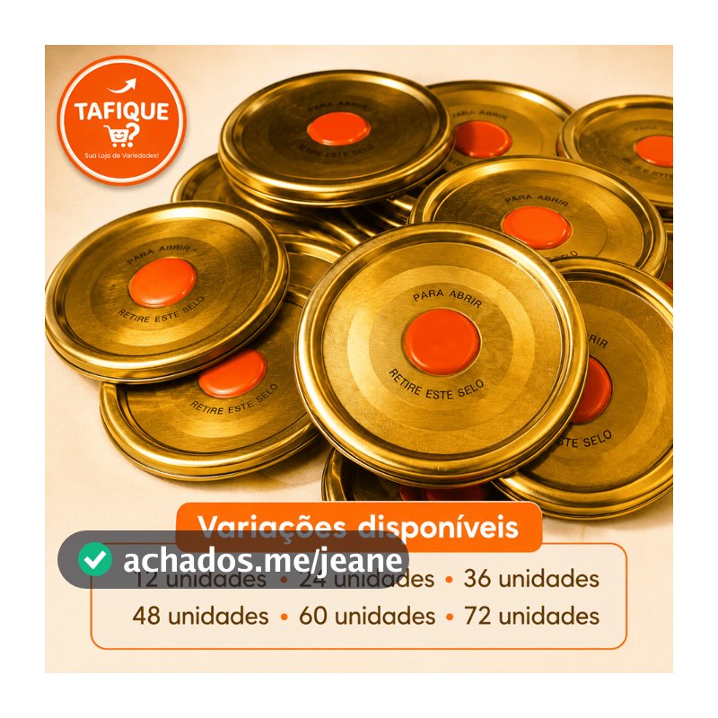 até 72 Tampas Metálicas para Pudim no Copo Americano Sistema Abre Fácil 67mm Vedação Vácuo Hermético
