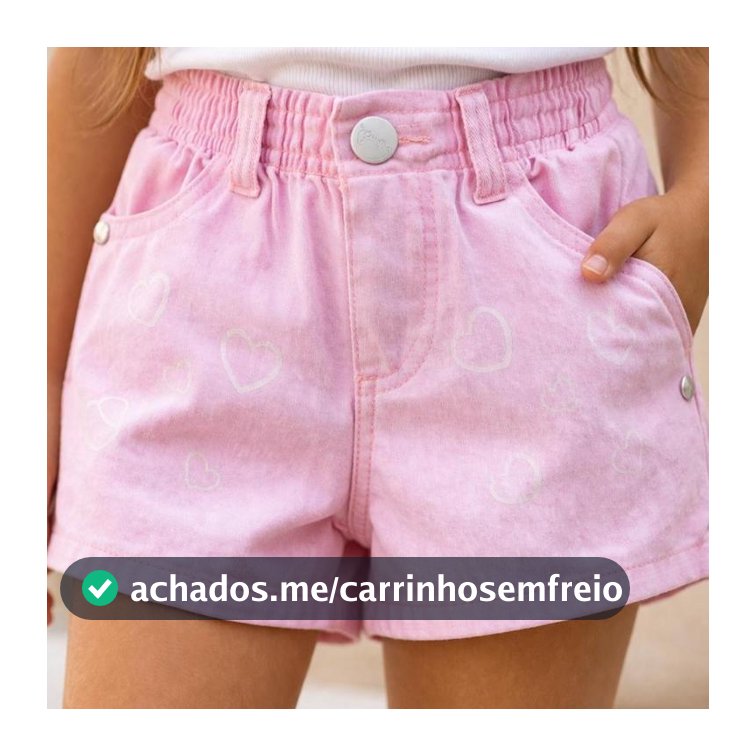 Short Infantil Feminino 2 ao 16 Anos Cós Elástico Estampado Corações Confortável Menina