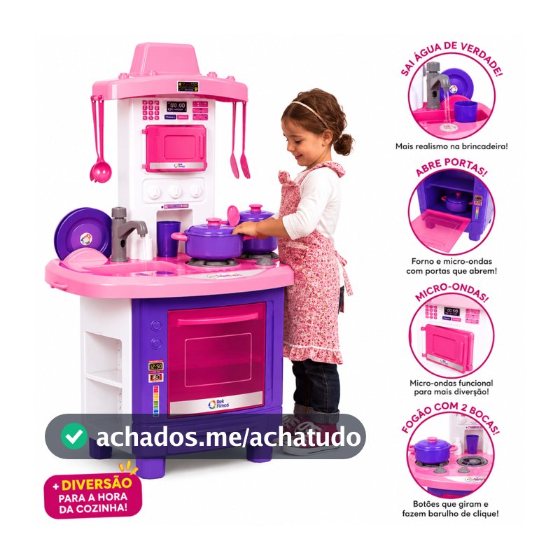 Kit Cozinha Infantil De Brinquedo Completa Sai Água de Verdade Cozinha de Brinquedos para Menina