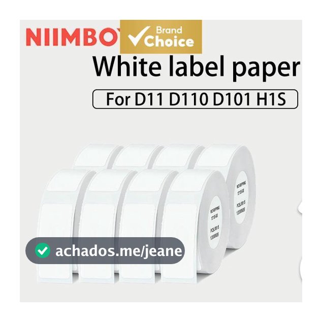 4 rolos de etiquetas brancas Niimbot para D11/D110/D101 12x40 mm à prova d'água e óleo, papel térmico sem resíduos de