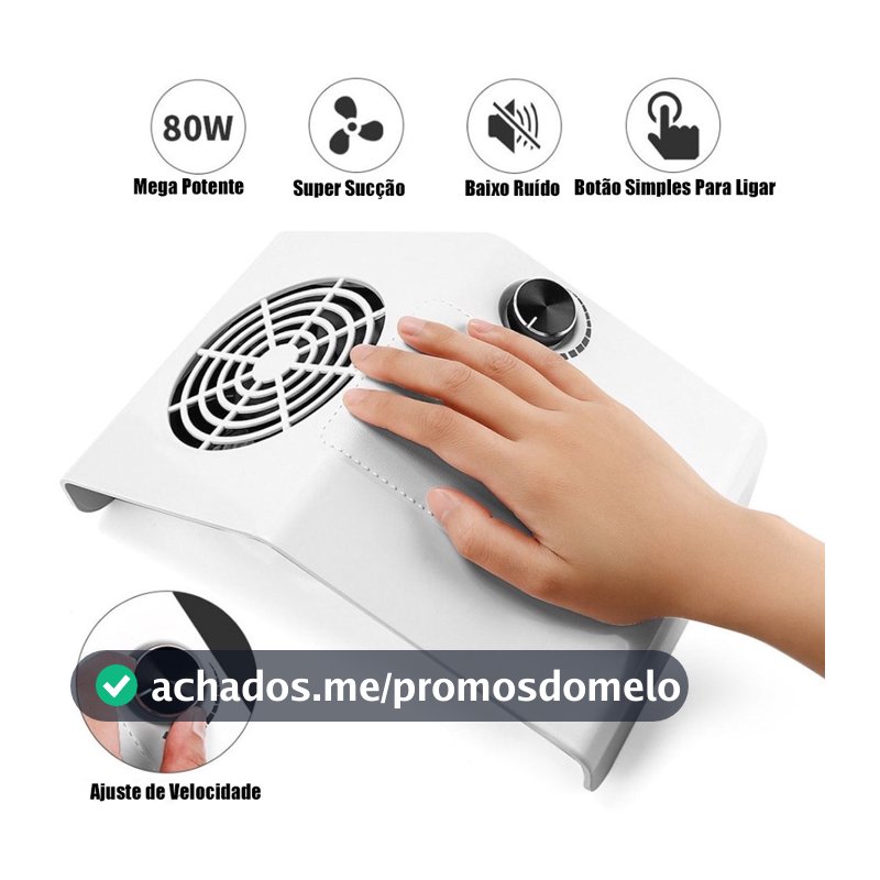 Coletor De Pó Aspirador Sugador Unha Gel Profissional Forte 80w Cooler Boost Bivolt