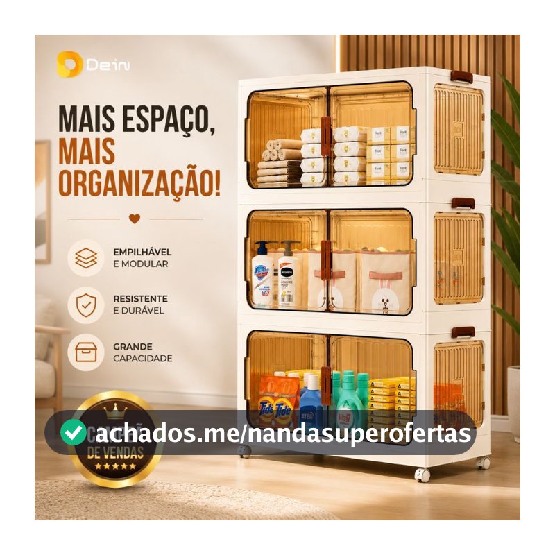 caixa organizadora armario  armazenamento dobrável empilhavel com rodinhas multiuso 3 portas
