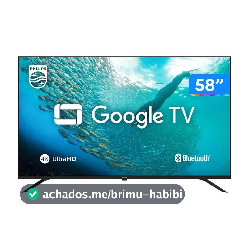 Smart TV 58" 4K UHD LED Philips 58PUG7019/78 Wi-Fi Bluetooth Google Assistente 3 HDMI 2 USB
