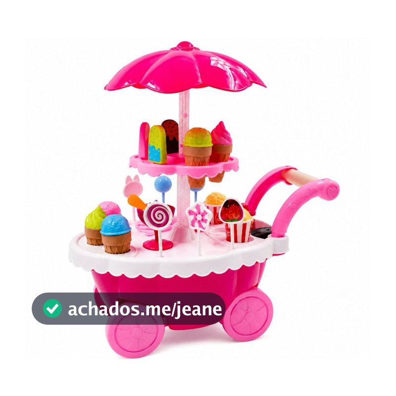 Carrinho de Sorvete Infantil com Luz e Som – Brinquedo Educativo Rosa
