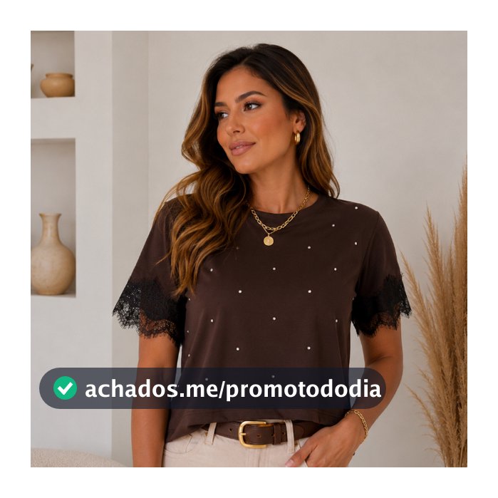 Cropped Com Renda Brilhos Frontais Delicado E Elegante Envio Imediato Manga Curta Tecido Premium