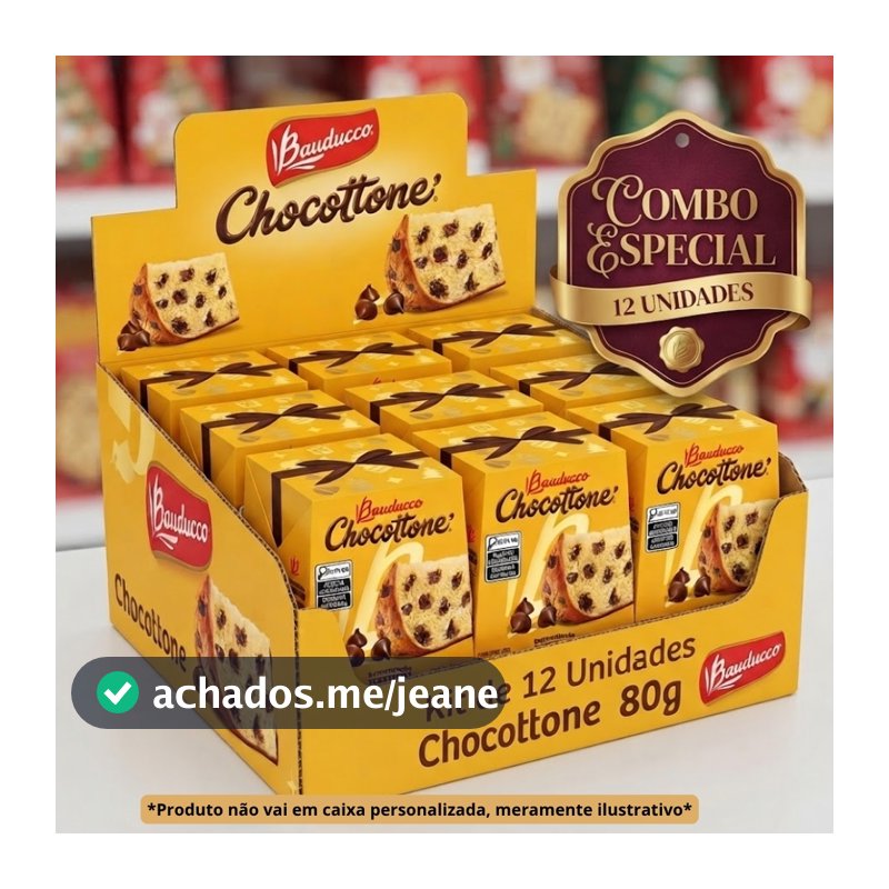 Kit 12 Caixinha Mini Chocottone Bauducco 80g Gotas de Chocolate, combo natal