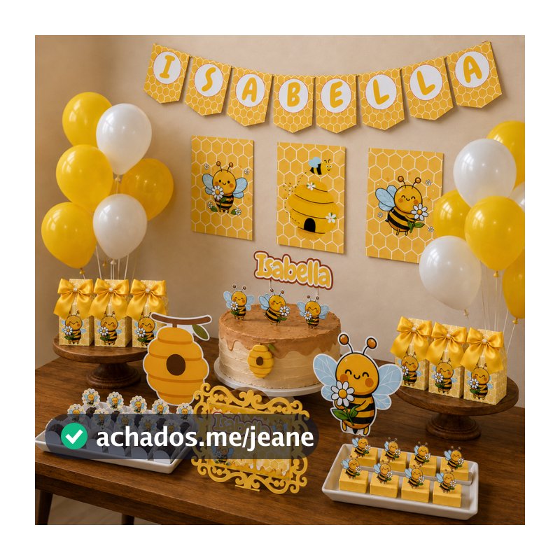 Kit Festa Abelhinha Aniversário Só Bolinho Em Casa Nome Personalizado Decoração Mesversário