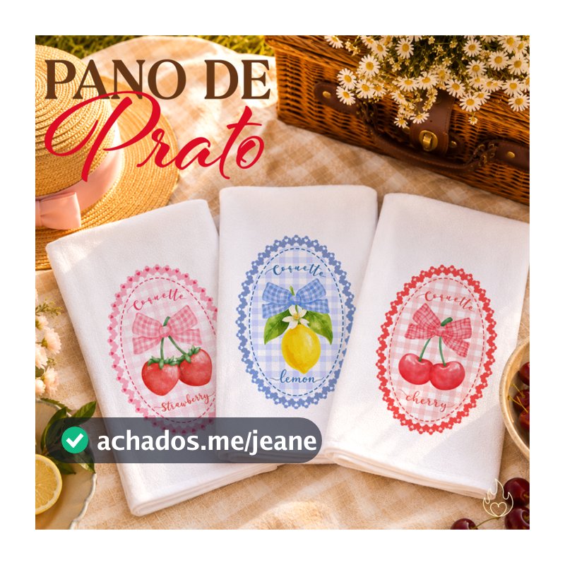 Kit 3 Panos de Prato Algodão Sacaria Pé de Galinha Estampa Digital– Kit Pomar