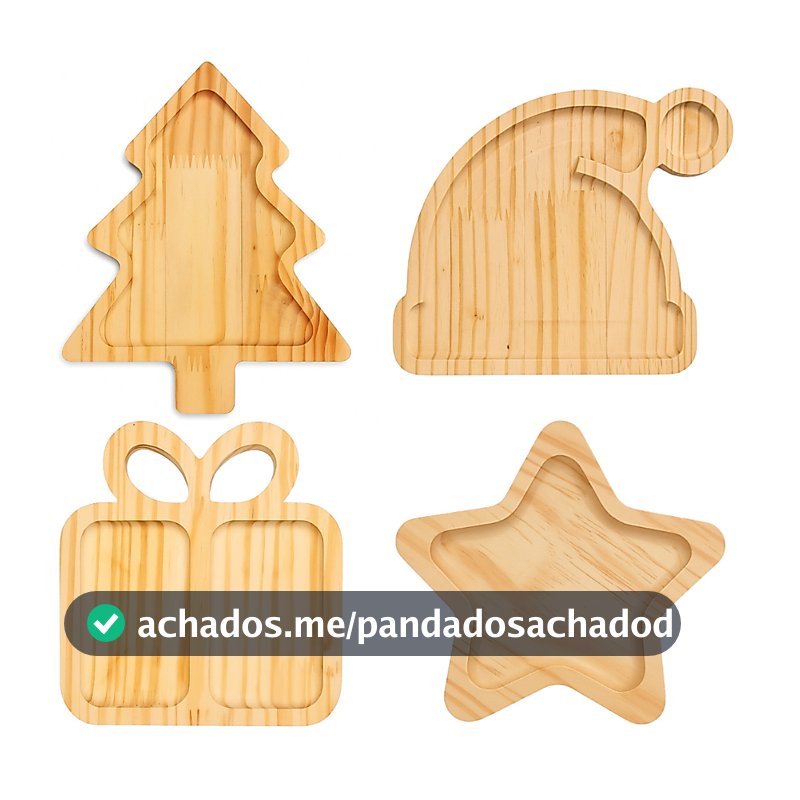 Kit Tábua Petisqueira Natal Para Decoração de Mesa Posta Natalina Pinheiro Estrela Gorro