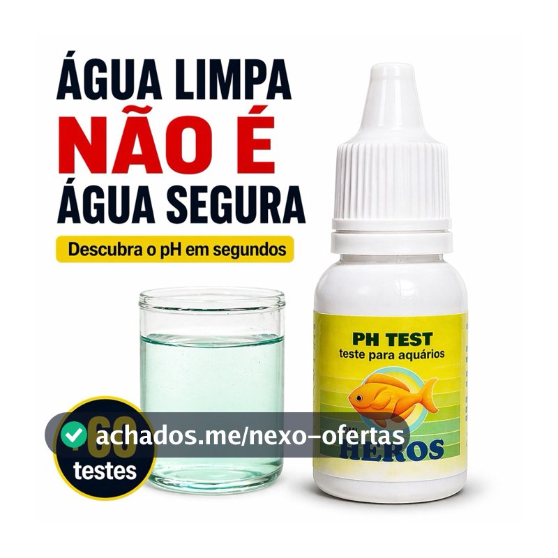 Teste de pH Aquário Água Doce 20ml Heros Rende 65 Testes Resultado Rápido Fácil Uso Iniciante