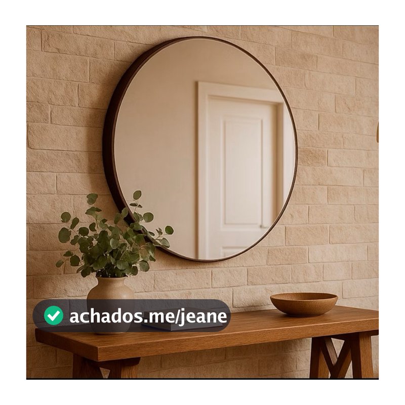 Espelho Decorativo Adnet Couro sintético + Suporte Fixação 60cm 50cm Hall de entrada Sala Banheiro Quarto Lavabo
