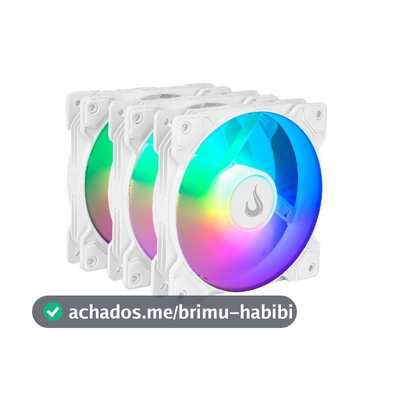 Kit C/3 Ventoinhas Rise Mode X 120mm  ARGB Branco - RM-XLD-02-ARGB
