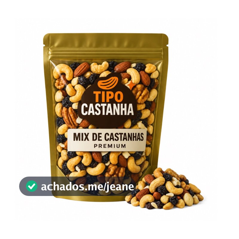 MIX NUTS PREMIUM CASTANHA DE CAJU, CASTANHA DO PARÁ, AMÊNDOA, UVAS PASSAS, NOZES, COCO CHIPS, AMENDOIM