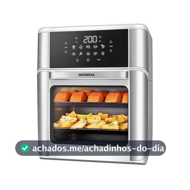 Fritadeira Air Fryer Forno Oven 12L Mondial Branco/Inox 2000W - AFON-12L-WI