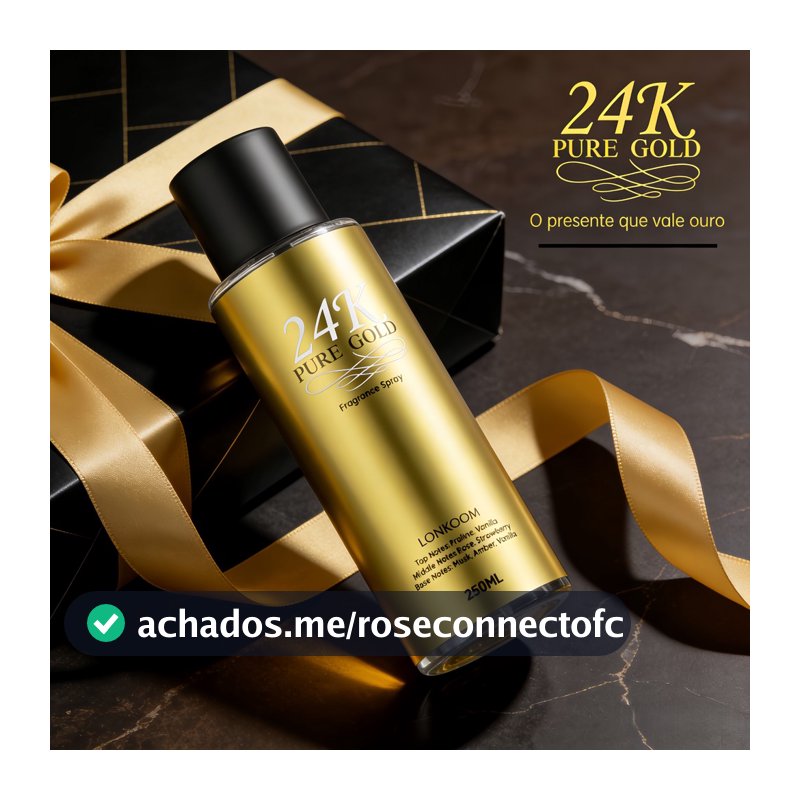 LONKOOM 24k Pure Gold Body Splash 250ml | Fragrância Luxuosa | Ideal para Dia e Festa