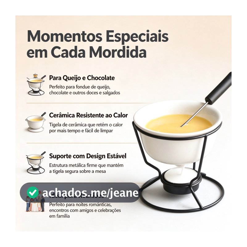 Kit Conjunto De Fondue Panela Cerâmica Antiaderente Chocolate Queijo