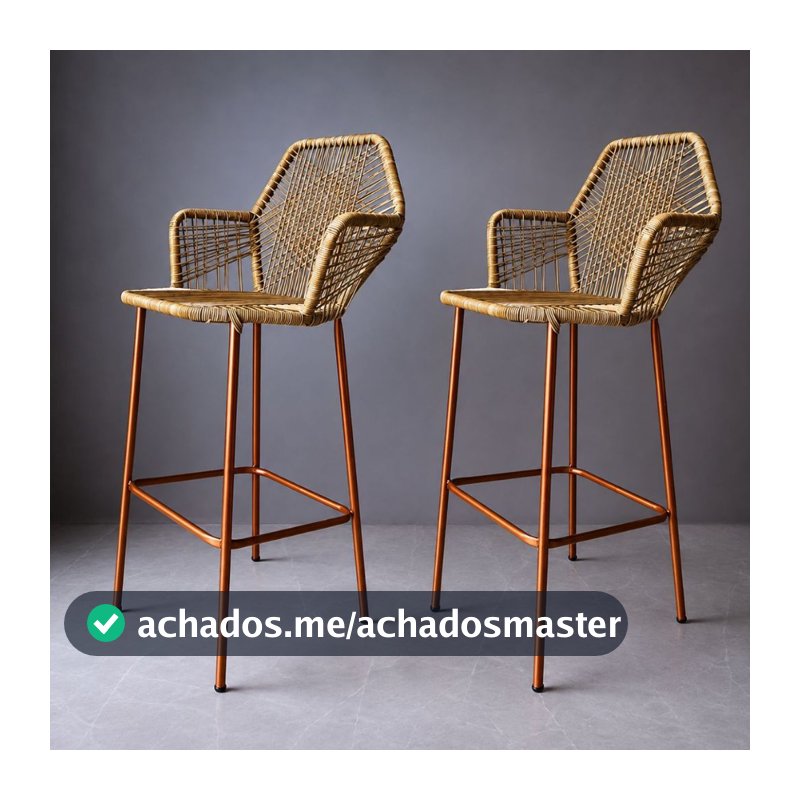 2 Banquetas Tropicália na Fibra Estrutura Cobre Ideal para Bancadas, Bar, Cozinha, Restaurante