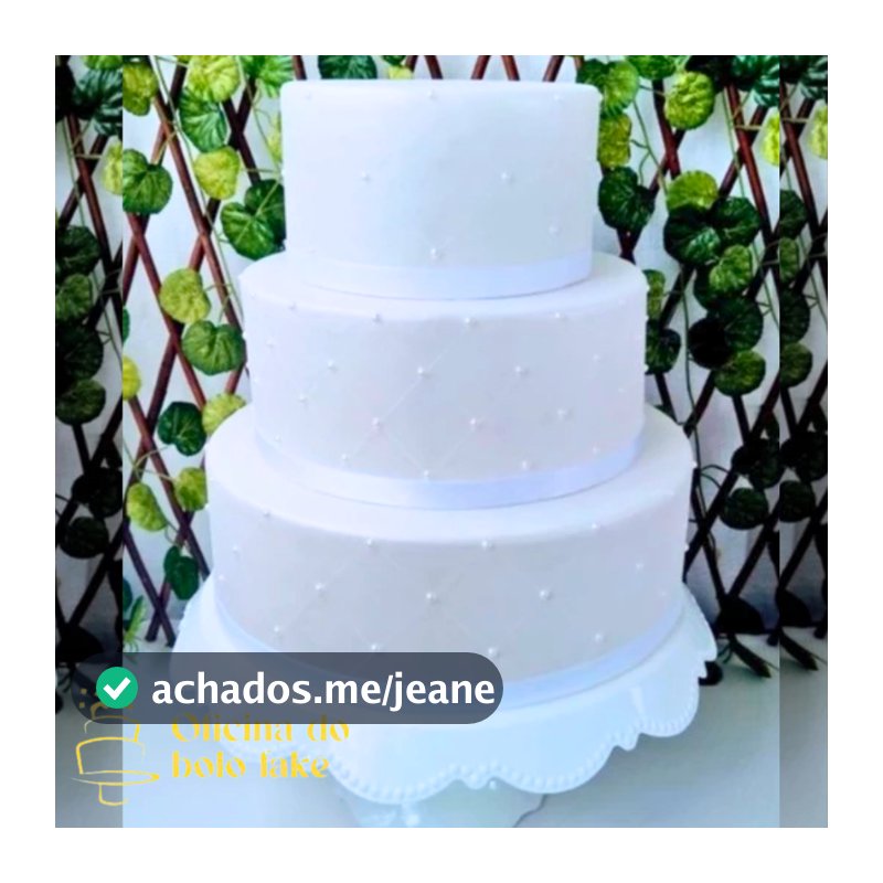 Bolo fake branco para casamento isopor e eva com perolas