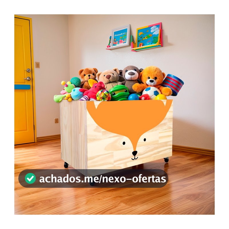 Caixote de Madeira para Brinquedos, Caixa Organizadora de Madeira, Baú com rodas para Brinquedos