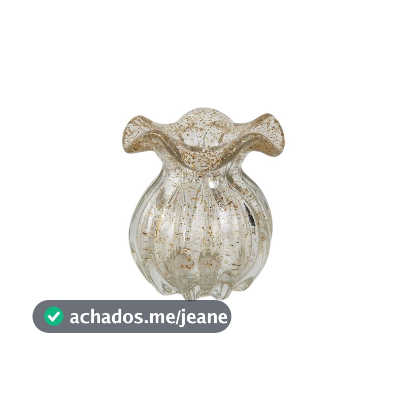 Vaso Trouxinha de Murano Laradore Transparente e Pó Dourado