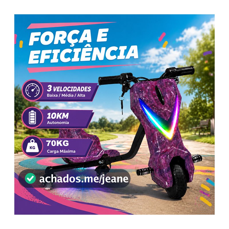 ✨Triciclo Elétrico Infantil Com Bluetooth Drift 36V 3 Velocidades LED