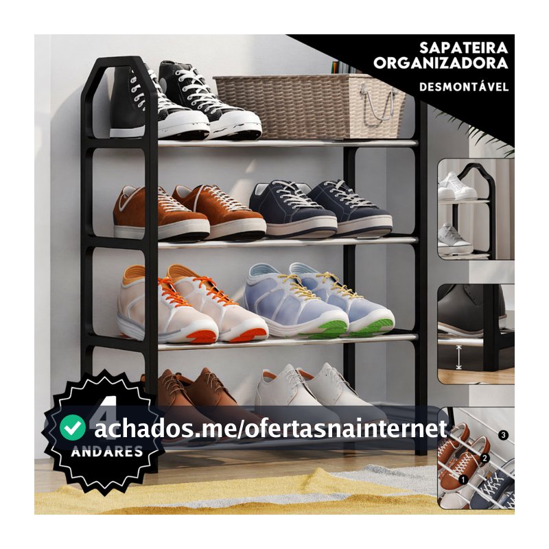 Sapateira 4 Andares Compacta Porta Sapatos Multiuso Economia De Espaço Fácil Montagem