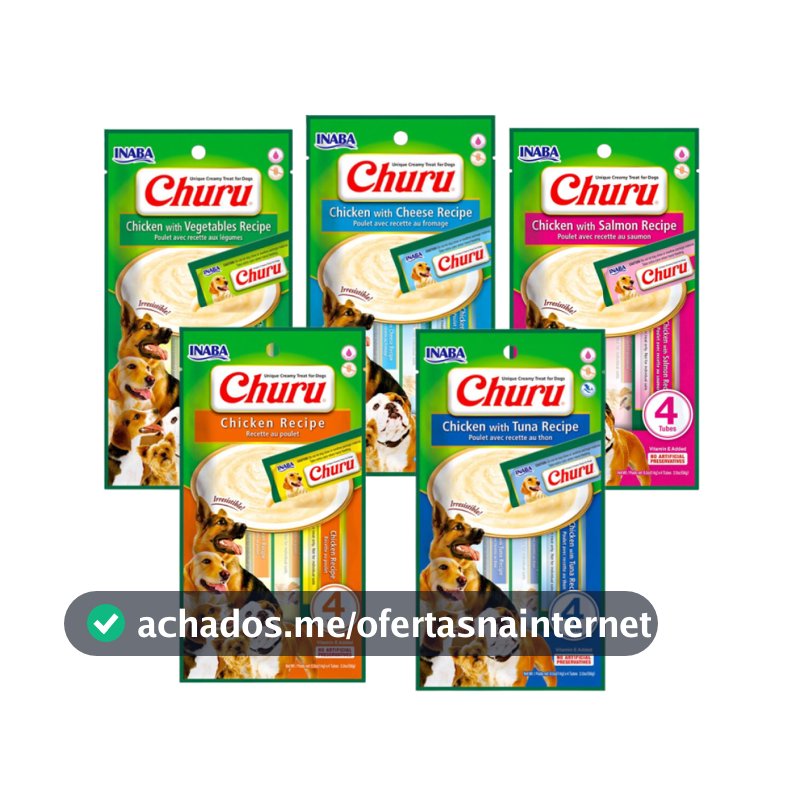Churu Dog Inaba Petisco Cremoso Para Cães 54 g - Contém 4 Sachês de 14 g Cada - Diversos Sabores