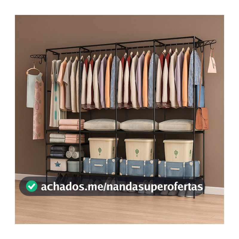 Roupeiro Guarda Roupa Portatil Cabideiro Arara Para Roupa Sapateira Organizador Multiuso Armário