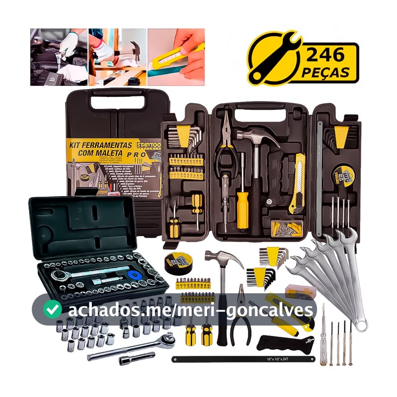 Kit Jogo De Ferramentas 246 Peças  Soquetes Catraca Reversível Chaves Combinadas Multiuso Uso Geral