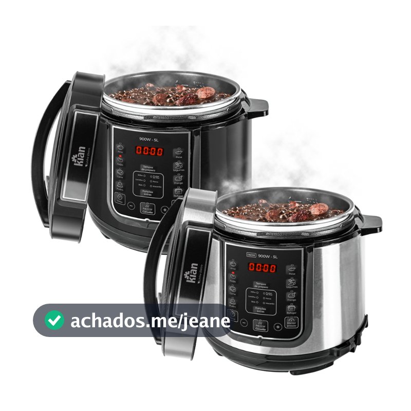 Panela de Pressão Elétrica Digital 5 litros Preta ou Inox - Kian