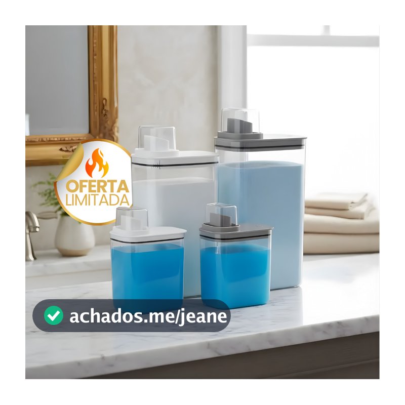 Dispenser Amaciante OU Flow Lavanderia 1,5L e 2,3L Sabao Po Liquido Organizador De Alimentos