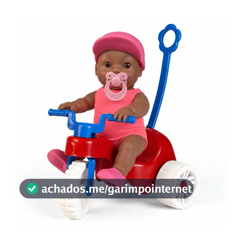 Boneca com Motoca Negra  ou Branca Acessórios Infantil Pequena Reborn
