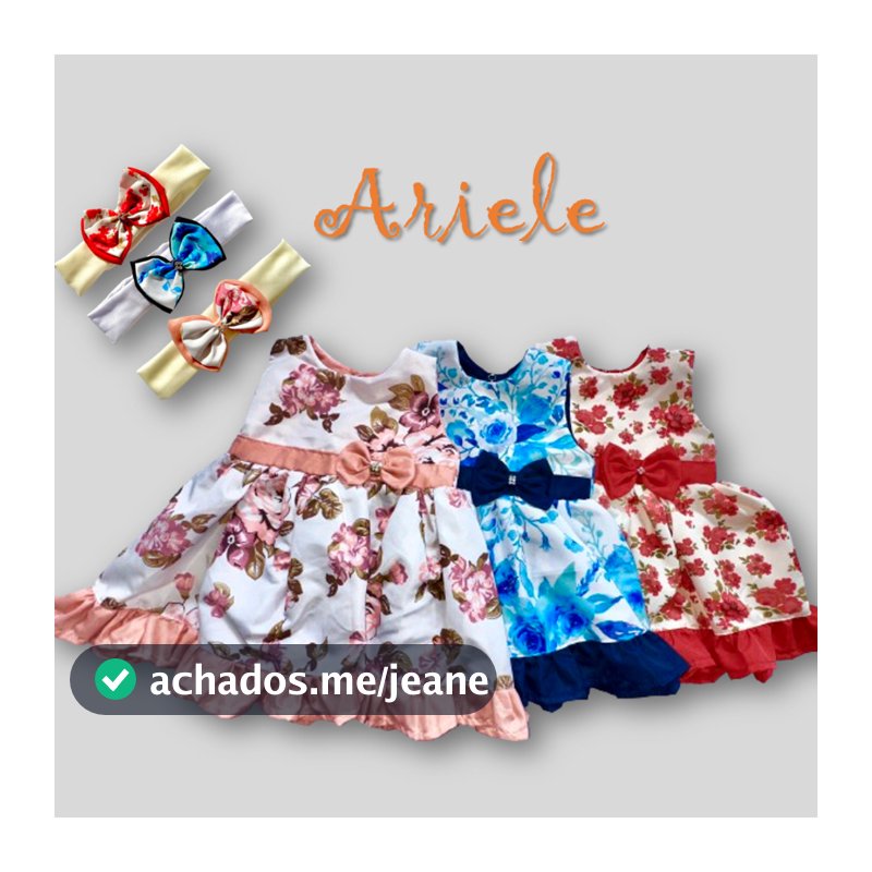 Vestido Infantil Bebê Menina Ariele Roupas Algodão
