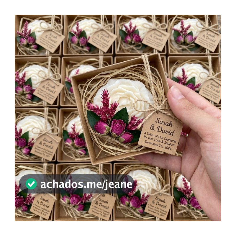 20 Lembrancinhas Personalizadas de Caixinha Sabonetes Artesanais – Peônia - Casamento Aniversário Noivado Chá de bebê