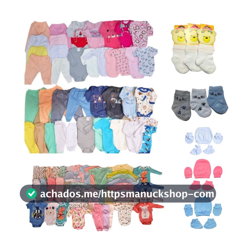kit 30 peças enxoval bebê body calça meia touca e luva