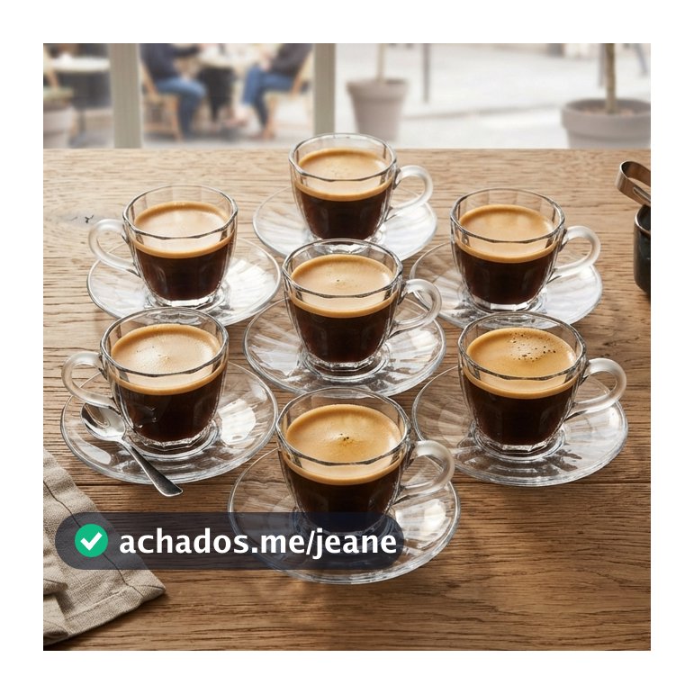 Conjunto de 6 Xícaras de Café Wolff Pétala Vidro com Pires 100ml para Cozinha Mesa Posta Decoração Sala Presente Prático