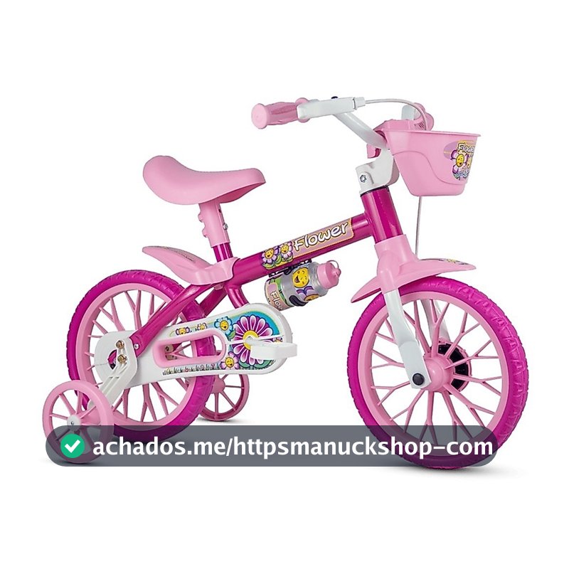 Bicicleta Infantil Aro 12 Freio Tambor 1 Marcha Cestinha Nathor C/ Rodinha Menina de 90cm a 1m