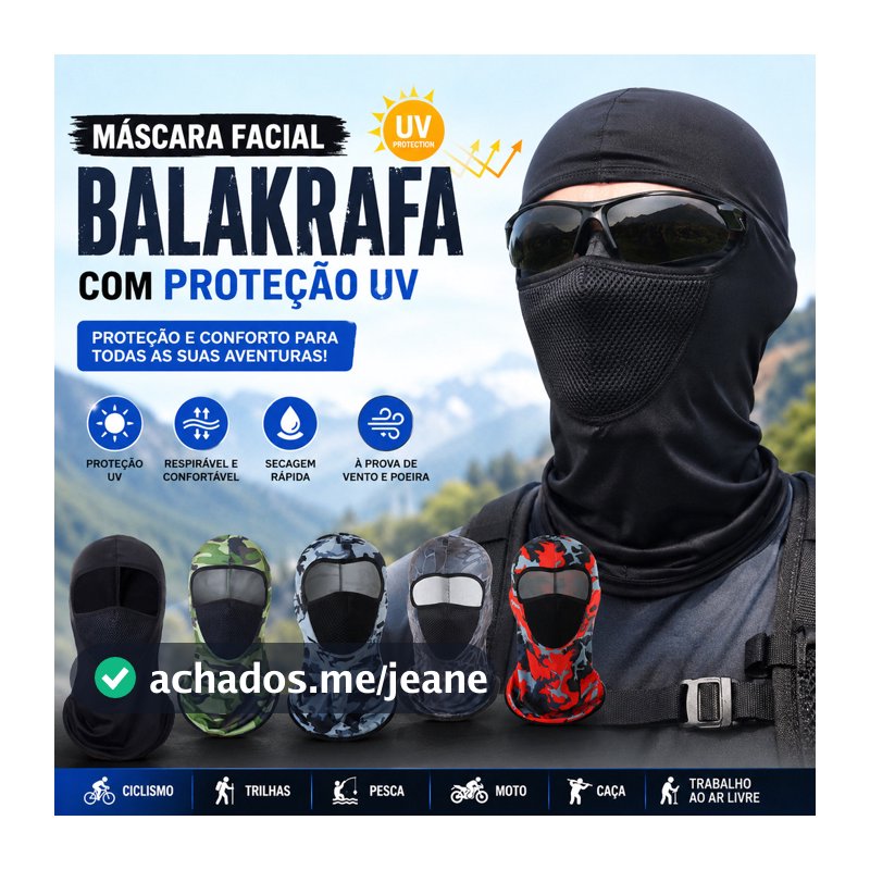 Balaclava  Facial UV Respirável para Moto, Pesca e Esportes