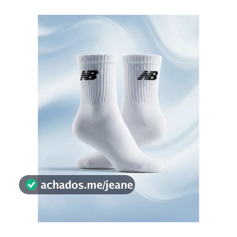 Meia New Balance Cano Longo Kit 3 Pares Unissex Original