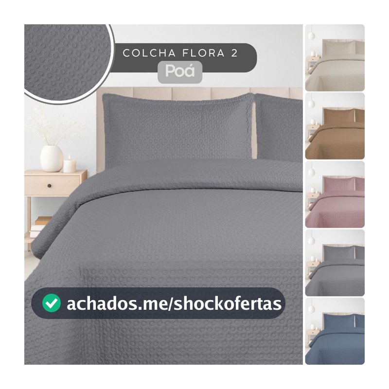 Colcha Cobre Leito Casal Queen King Solteiro Lisa Kit 3 Peças c/ Porta Travesseiro Habitat Flora 2