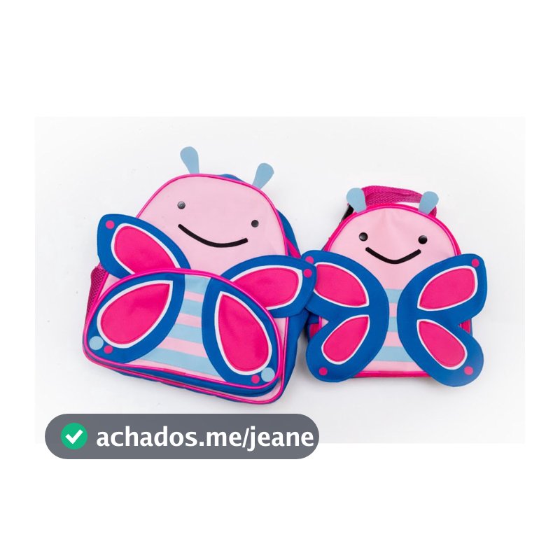 Mochila Infantil Mais Lancheira Térmica Borboleta Modelo Zoo