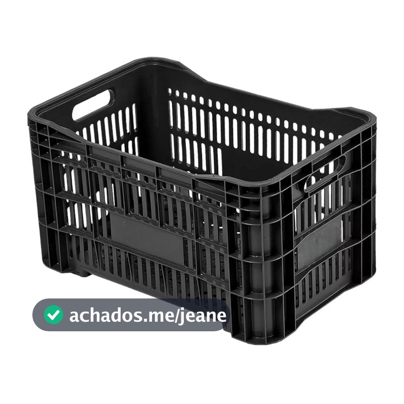 Caixas Plastica Hortifruti Compra Vazada Empilhavel Preta Mercado Frutas Organizacao