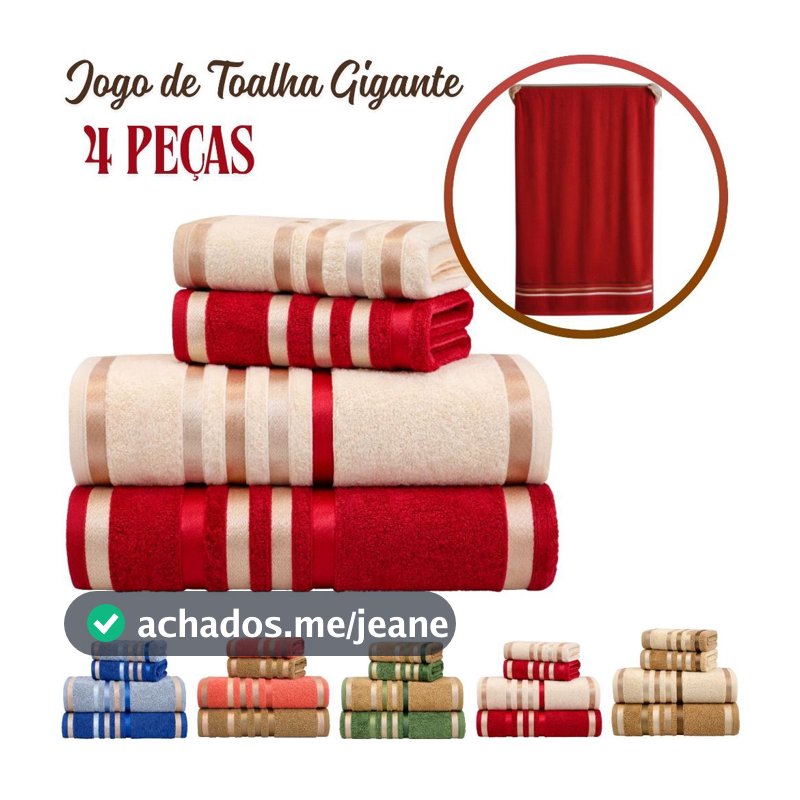 Jogo de Toalha de Banho Gigante 4 Peças 100% Algodão Grossa Banhão Excelente Absorção Habitat Colore