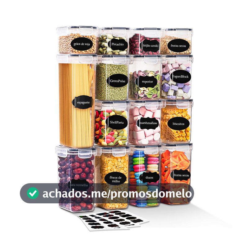 Kit 15 Recipientes Herméticos Cozinha Potes Organizadores Alimentos Marmita Antivazamento Empilháveis