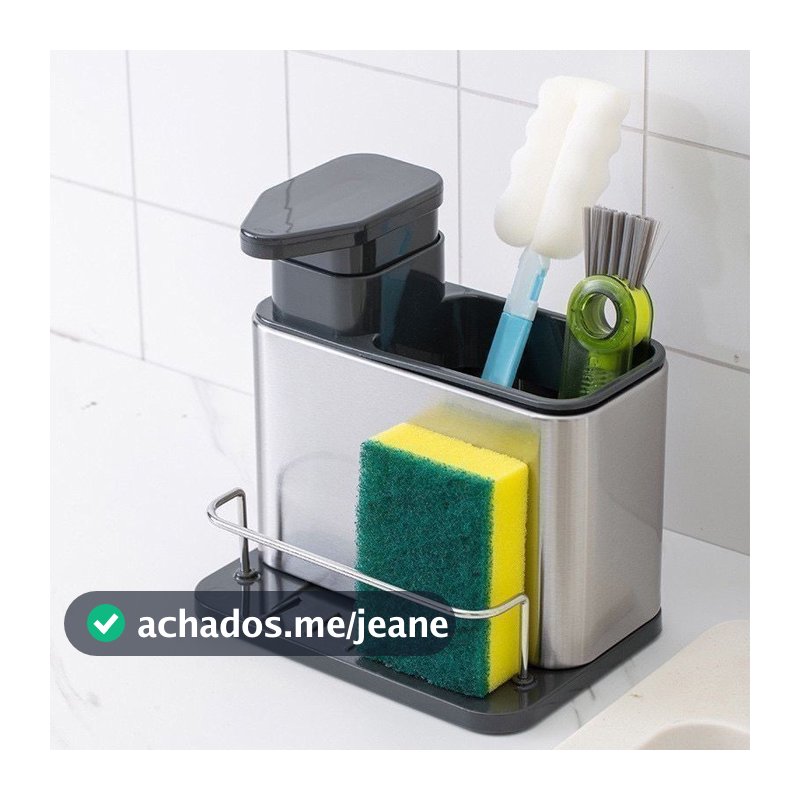 Porta Detergente Rack Armazenamento De Cozinha Organizador Dispensador De Sabão Aço Inox Para Pia