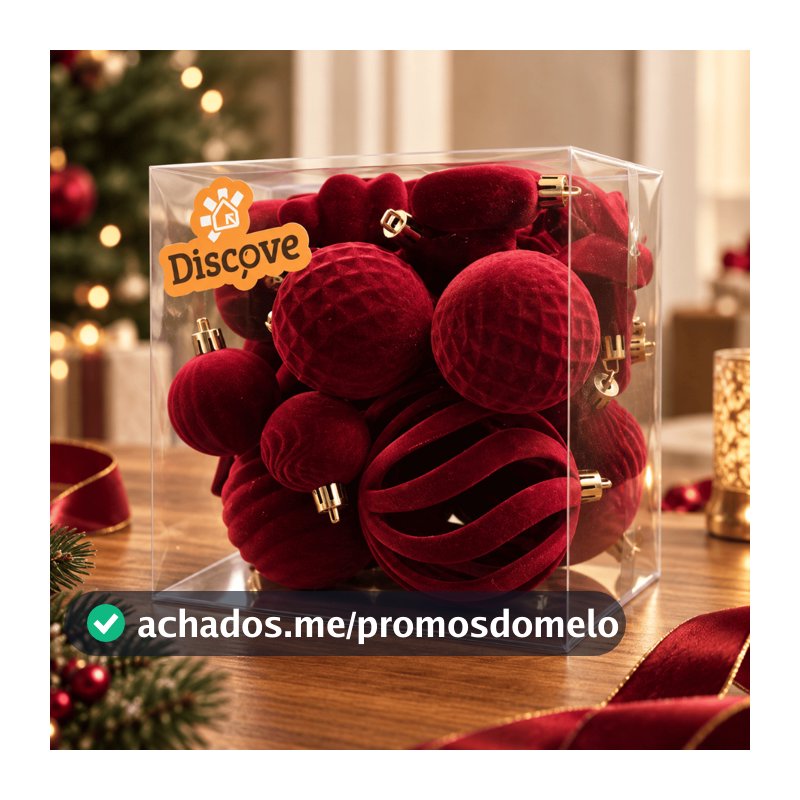 Kit 25 Bolas de Natal Aveludadas Enfeite Árvore de natal Decoração Natalina Luxuoso Elegante