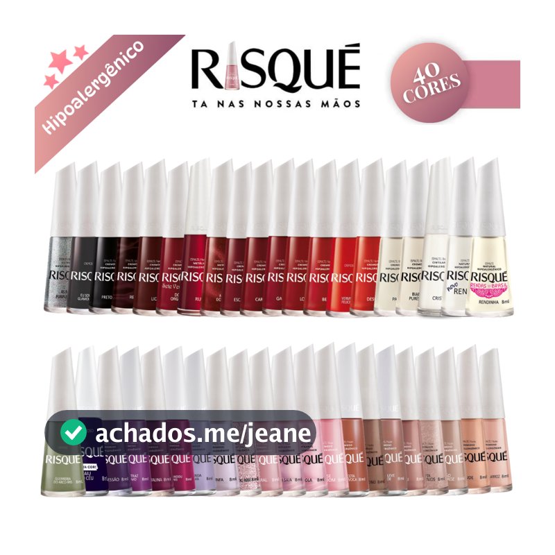 RISQUÉ KIT 40 ESMALTES DIFERENTES SORTIDOS HIPOALERGENICOS ATACADO