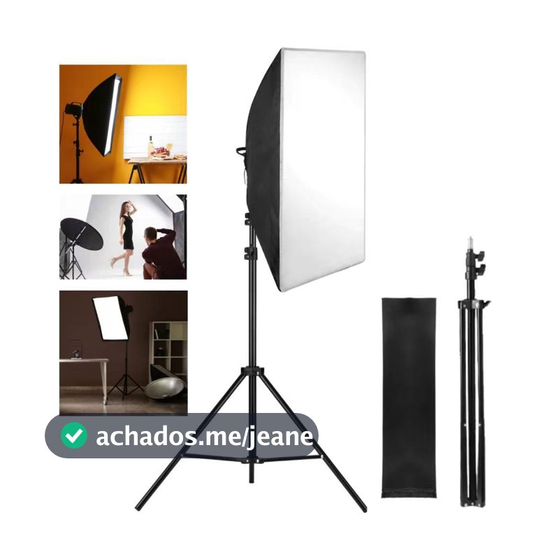 Kit Softbox 50x70 + Tripé 2m Estúdio Fotografia Iluminação